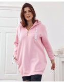 Plus Size insulated tunic with hood, powder FI586 - Online store - Boutique